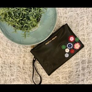 Faux Leather Wristlet Clutch Purse Makeup Cosmetic Storage Bag Flowers New